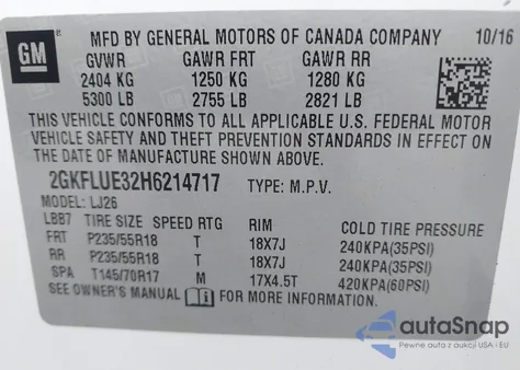 2017 GMC Terrain Slt z USA, uszkodzony, nr VIN 2GKFLUE32H6214717